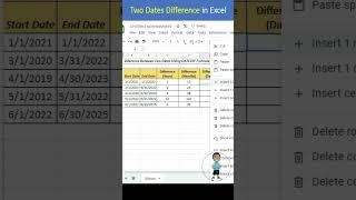 Difference Between Two Dates in Excel #excel #exceltips #exceltutorial #msexcel #microsoftexcel