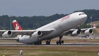 [FullHD] NEAR TAIL STRIKE!!! Swiss A340-300 at Zurich Kloten Airport