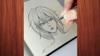 short hair girl drawing easy || easy drawing with pencil || anime short hair girl drawing