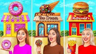 Домики Одного Цвета Челлендж МакДональдс vs Мороженое vs Пончики | Сумасшедший Челлендж