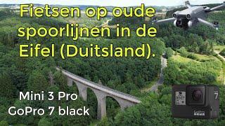 Fietsen (E-bike) op oude spoorlijnen in de Eifel, Duitsland, DJI Mini 3 Pro en GoPro hero 7 black.