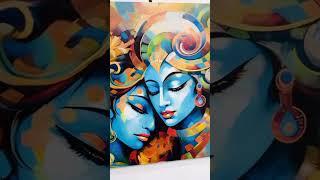 Modern Radha Krishna Abstract Painting - YF Decor