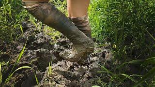 CASADEI High heels boots in deep mud, high heels boots stuck in mud, abused boots in mud (vol. 33)