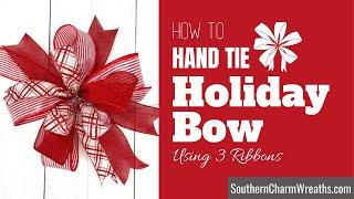 How to Make a Multi Ribbon Christmas Bow using 3 ribbons | How to Make a Bow for a Wreath