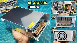 DC 48V 20A 1000W Switch Power Supply AC110V/AC220V Unboxing and Test