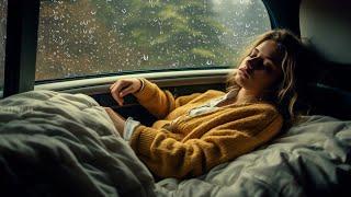 Sleeping with the rain in the car on the road! Relaxing rain sound to soothe your body all night