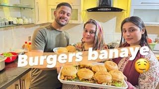 Ghar mai banaye burgers  | after a long time with bhabhi | 3 tou maine kha liye