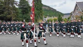 Royal Guard Balaklava Company Royal Regiment of Scotland arrive back at Ballater barracks Aug 2024