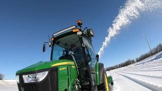 10 minutes of Pronovost Cyclone on John Deere 4066R moving snow from artificial turf football field