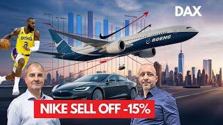 Nike Desaster -15% Aktie | Tesla kratzt an 200 USD Marke | Boeing bald Turnaround?