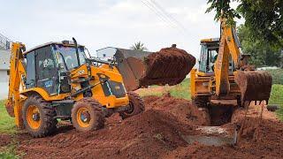 JCB 3DX and 3DX Super 4x4 Drainage Trench Dig and Chamber Installation Together | jcb video