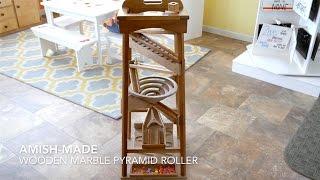 Watch in Action! Amish-Made Wooden Marble Pyramid Tower Toy