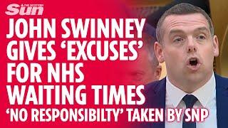 John Swinney gives 'excuses' for NHS waiting times as he is challenged by Douglas Ross