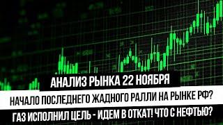 Анализ рынка 22 ноября. Рынок РФ пошел в рост? Газ исполнил цель по шортсквизу! Что с нефтью? Рубль!