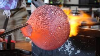 Glassblowing Demonstration: Pink and White Murrine Amphora Vase