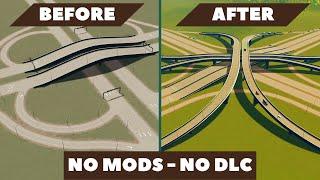 Convert a Cloverleaf into a STACK INTERCHANGE in vanilla Cities Skylines - NO MODS - NO DLC