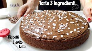 TORTA 3 INGREDIENTI SOFFICISSIMA solo BISCOTTI LATTE E LIEVITO 