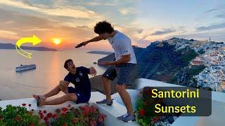 SUNSETS IN THIRA, SANTORINI, GREECE (& LOTS OF DONKEYS) HD