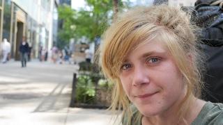 Young Homeless Girl Living on the Streets of New York City.