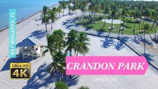 Crandon Park Beach on Key Biscayne, Florida - Aerial footage [4K]