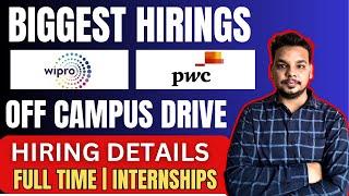 Mass Drive Open | PWC , Rupeek , Wipro | OFF Campus Drive | 2026, 2025, 2024 Batch Hiring | Fresher