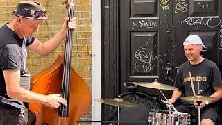 Very cool band (Hightown Crows) jamming on Brick Lane - busking in the streets of London, UK