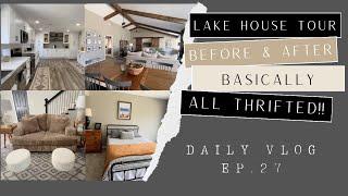 LAKE HOUSE TOUR | Before & After | Basically ALL THRIFTED | THE THRIFTED HOUSE | Beach House | DIY