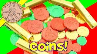 Christmas Milk Chocolate Coins & Fort Knox Gold Bars - Candy Tasting Review