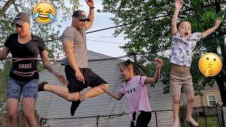 Sneaking Into Grandma's House To Jump On The Trampoline! Family Fun World