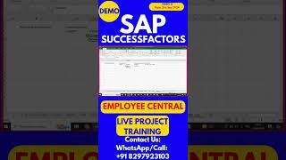 SAP SuccessFactors Employee Central Training Video 13: 21 Sep 2024 #sapsuccessfactorstraining