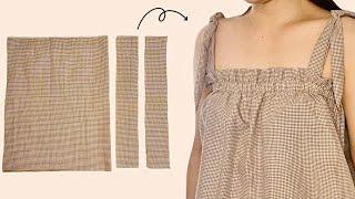 Just a rectangle to make elastic gathered top | easy diy gathered top