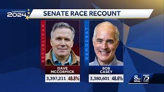 Casey vs McCormick: Pennsylvania's US Senate recount; Pa. governor weighs in