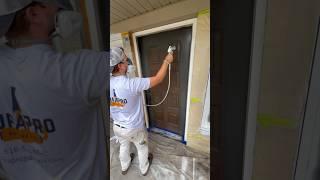 Painting an Exterior Door | Sherwin Williams Iron Ore #paintsprayer #exteriordesign #sherwinwilliams