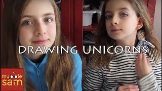 Sophia and Bella's ART CHALLENGE! Drawing Unicorns | Mugglesam