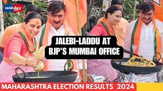 Maharashtra Election Results 2024: BJP leader Chitra Wagh makes Jalebi, laddus ready at office