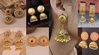 Latest beautiful gold Earrings designs ideas/Gold stud jhumka earrings ideas//Light weight gold
