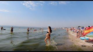 Ukraine Odesa Beach Walk. Black sea coastline walking.