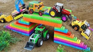 중장비 자동차 2층 블럭다리 만들기 모래놀이 Bridge Building Blocks Toys