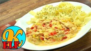 Hähnchen oder Putengeschnetzeltes Stroganoff abgewandelt mit Tagliatelle | Kanal-ELF Rezept #129