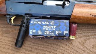 Federal Shorty Shotshell 15 Pellet 4 Buck 40yd Pattern Test W/ 11-87 & Kicks Buck Kicker Full Choke