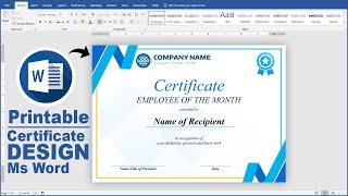 Step by Step Printable Certificate Template Design in Microsoft Word Tutorial || Ms Word Design