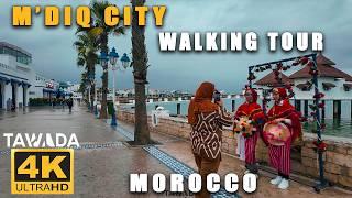 M'diq city rainy walking tour - Morocco 4k UHD