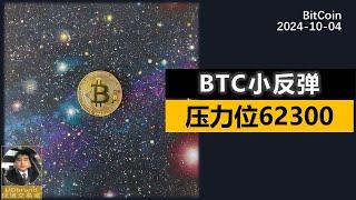 BTC该反弹了，4小时压力位62300.继续震荡。#btc #比特币