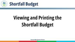 PHA Shortfall Funding Budget