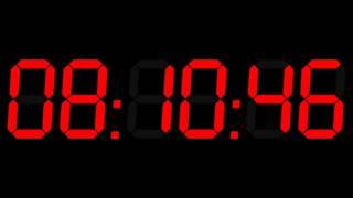 8h Hour Clock Digital "Work Day" 08-16 RED 1080p