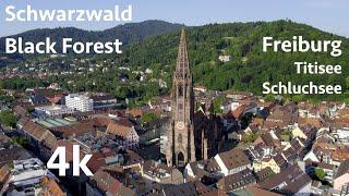 4k | Part 1 of Black forest / Schwarzwald - Freiburg - Titisee - Schluchsee - Aerial footage