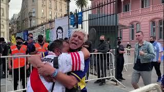 Boca and River fans share tears at Maradona farewell