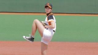 “神スイング”稲村亜美、始球式で大暴投「次はストライクを」　女子プロ野球「埼玉アストライア対兵庫ディオーネ戦」始球式