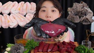 소듕한 겉간!! 등골, 천엽 드루오이소 ~ Beef intestine rawliver