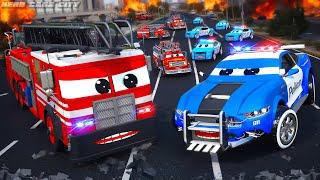 Police Cars & Fire Trucks Battle the Blaze | Hero Cars Epic Rescue Mission | City Emergency